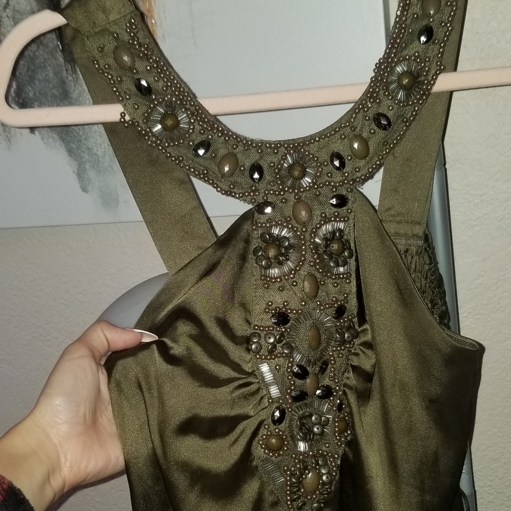 Olive Beaded Shirt